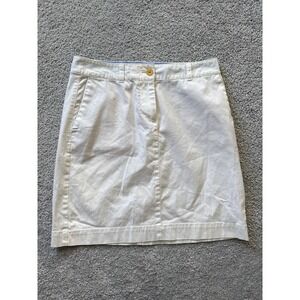 Talbots Womens 2P White Classic Structured Crisp Side Zip Denim A-Line Skirt